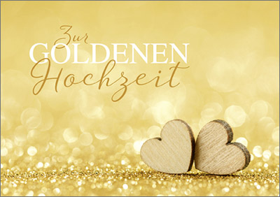 Glückwunschkarte Zur Goldenen Hochzeit – Elegante Klappkarte Mit Herzen, Inkl. Umschlag