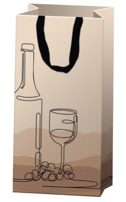 Produktbild von GREENBOX 25x Flaschen-Geschenktüten Aus Kraftpapier – 14x8x40cm, 100g/m², Silber, Mit Henkel, Für Wein & Präsente